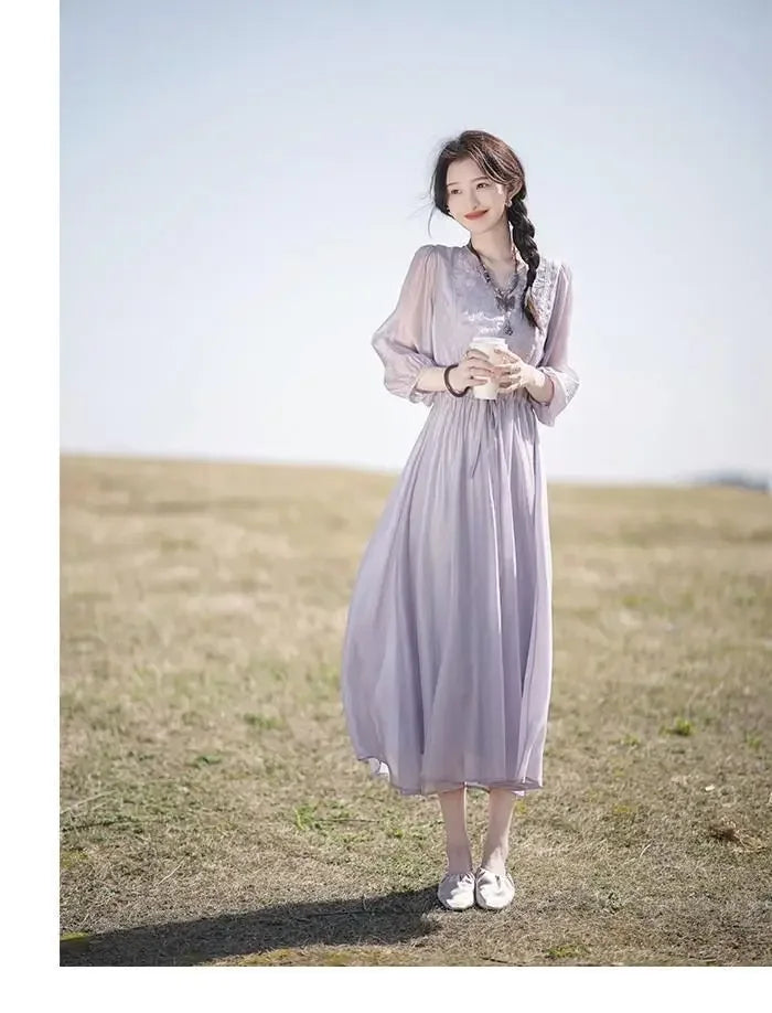 Embroidered Dress for Women in Summer 2025 New Style Loose Mid-length Skirt