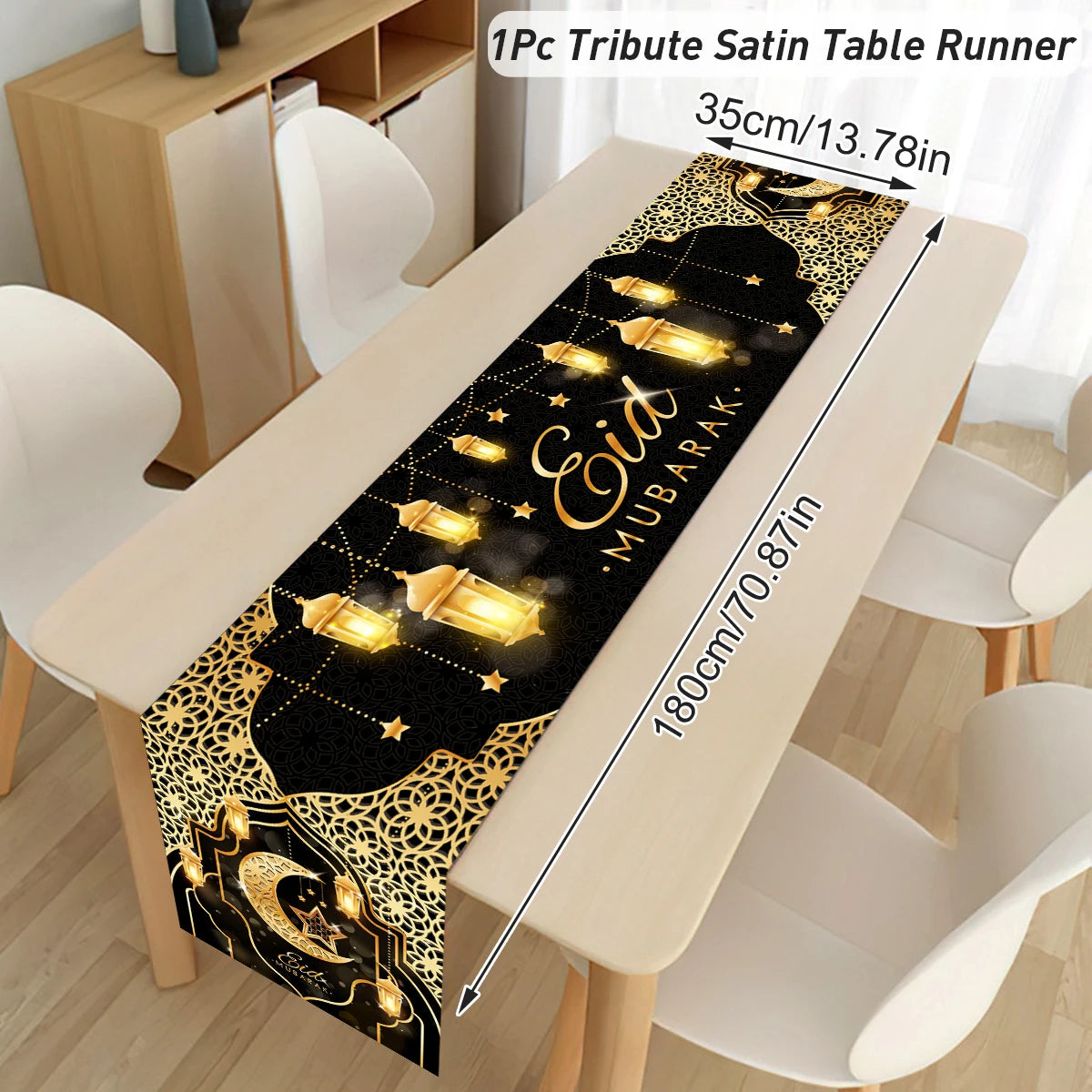 Ramadan Kareem Polyester Table Runner Ramadan Decoration For Home 2025 Islamic Muslim Party Supplies Gift EID Mubarak Al Adha