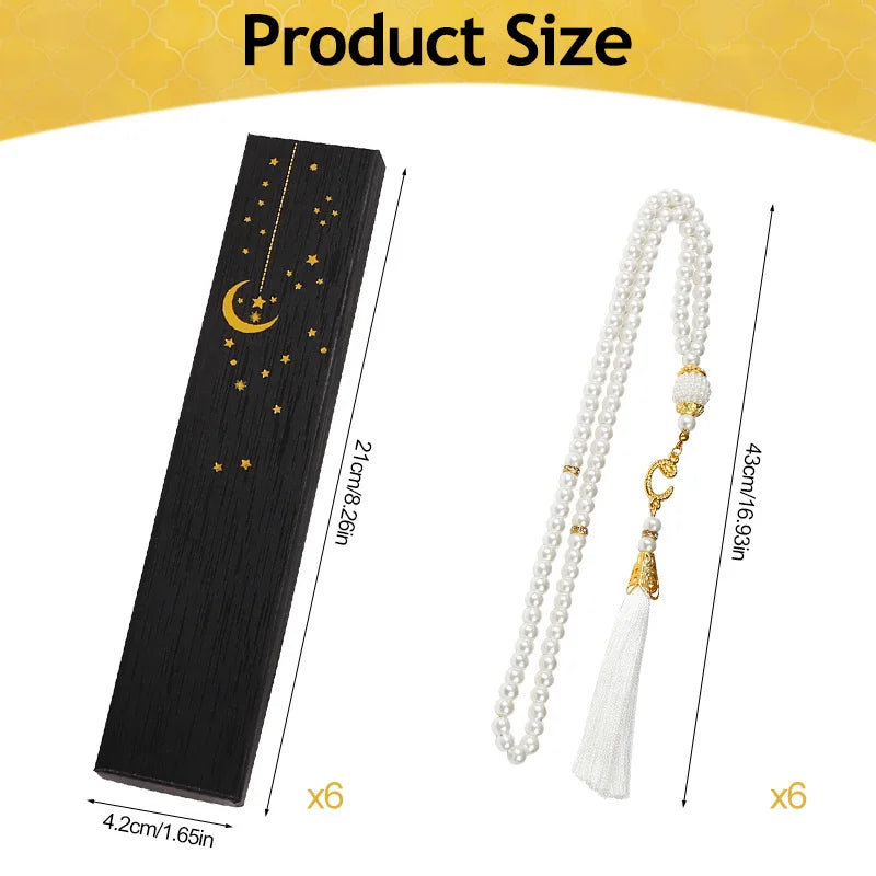 12Pcs Muslim Prayer Beads Bracelet with Gift Box Eid Mubarak Ramadan Islamic Festival Party Decoration Gift Favors Home Pendant