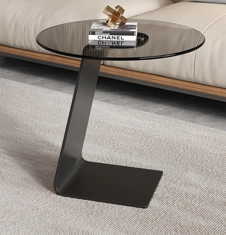 Tempered Glass Sofa Coffee Table Round Modern Living Room Mobile Sofa Side Table Luxury Lounge Designer Auxiliary Furniture