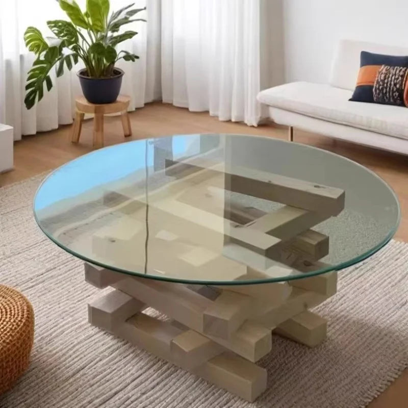 Modern Minimalist Coffee Table Round Glass Glam Neutral Coffee Table Eclectic Rustic Table Basse Ronde De Salon Furniture Home