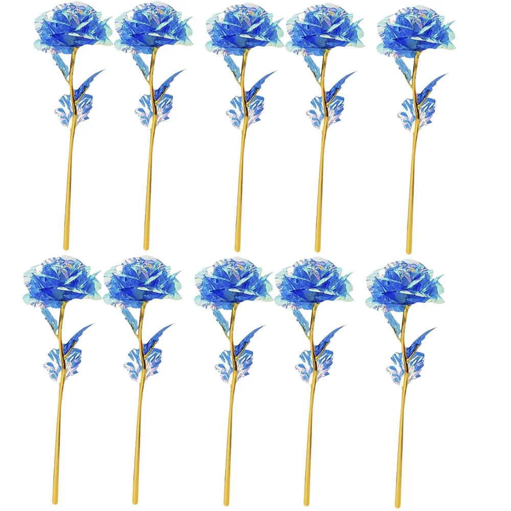 Valentine's Day Creative Gift 24K Foil Plated Rose Gold Rose Lasts Forever Love Wedding Decor Lover Roses Creative Gift 10PCS