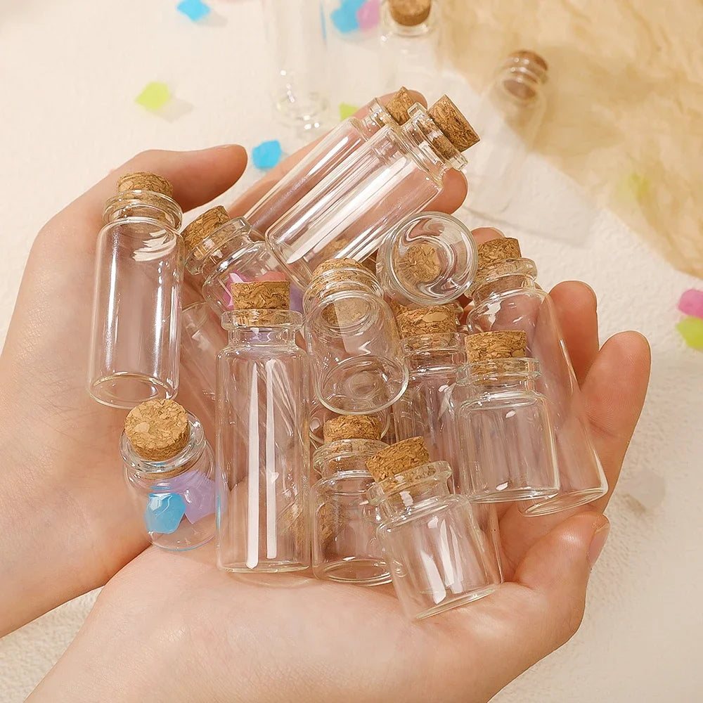 10PCS 5ML-20ML Small Glass Bottles with Cork Stoppers Mini Glass DIY Decoration  Vials Cork Message Glass Vial Wishing Bottles