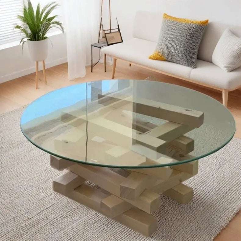 Modern Minimalist Coffee Table Round Glass Glam Neutral Coffee Table Eclectic Rustic Table Basse Ronde De Salon Furniture Home