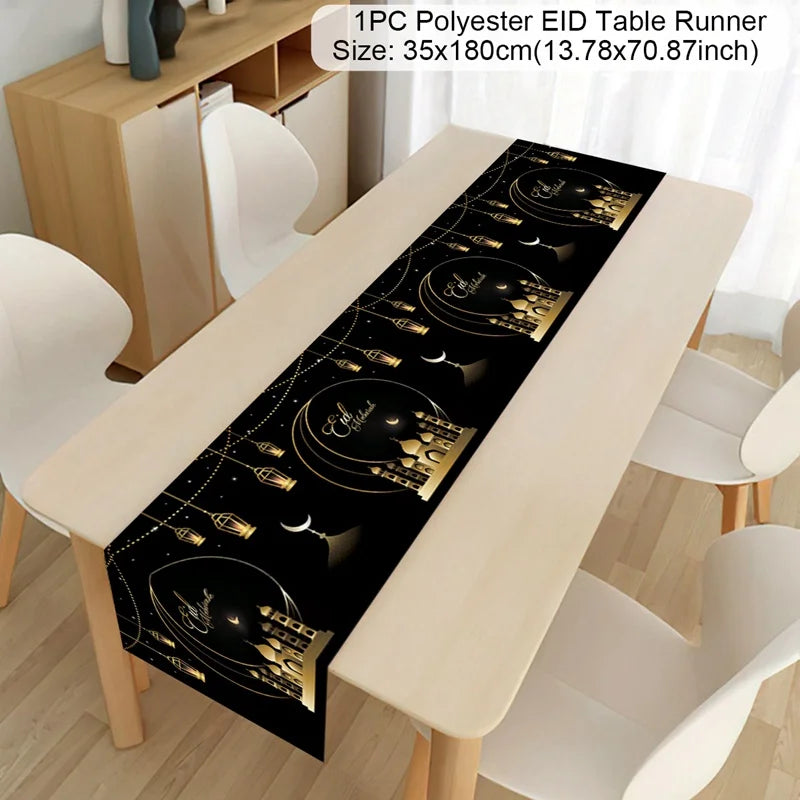 Ramadan Kareem Polyester Table Runner Ramadan Decoration For Home 2025 Islamic Muslim Party Supplies Gift EID Mubarak Al Adha