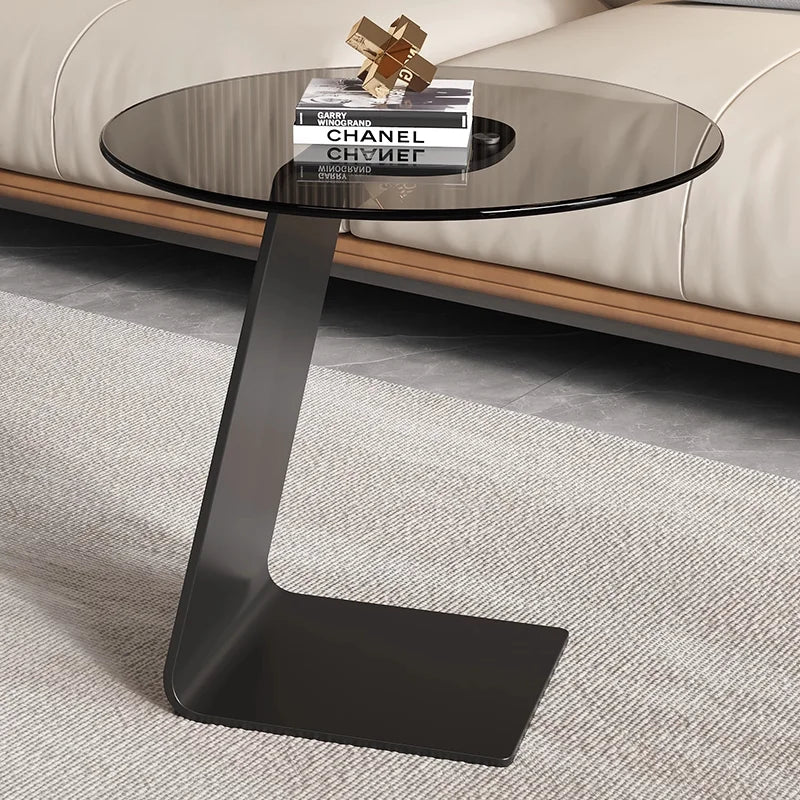 Tempered Glass Sofa Coffee Table Round Modern Living Room Mobile Sofa Side Table Luxury Lounge Designer Auxiliary Furniture