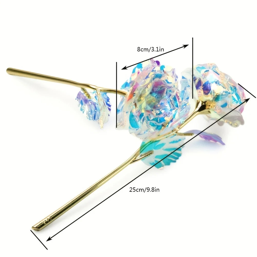 Valentine's Day Creative Gift 24K Foil Plated Rose Gold Rose Lasts Forever Love Wedding Decor Lover Roses Creative Gift 10PCS