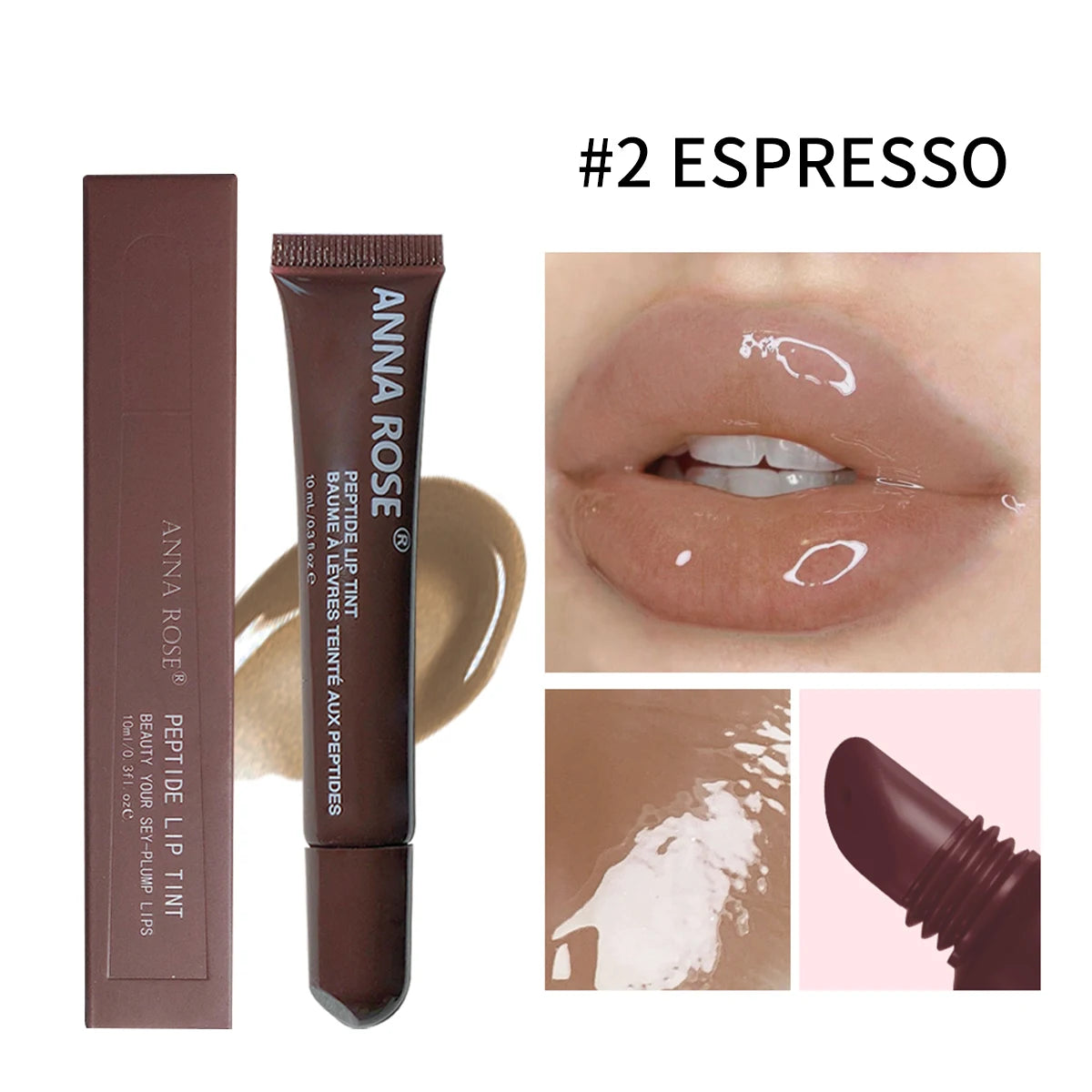 4  color Lip Balm Set - Long-lasting Moisturizing Liquid Gel, Coffee Raspberry Lip Care Essence, Valentine's Day gift