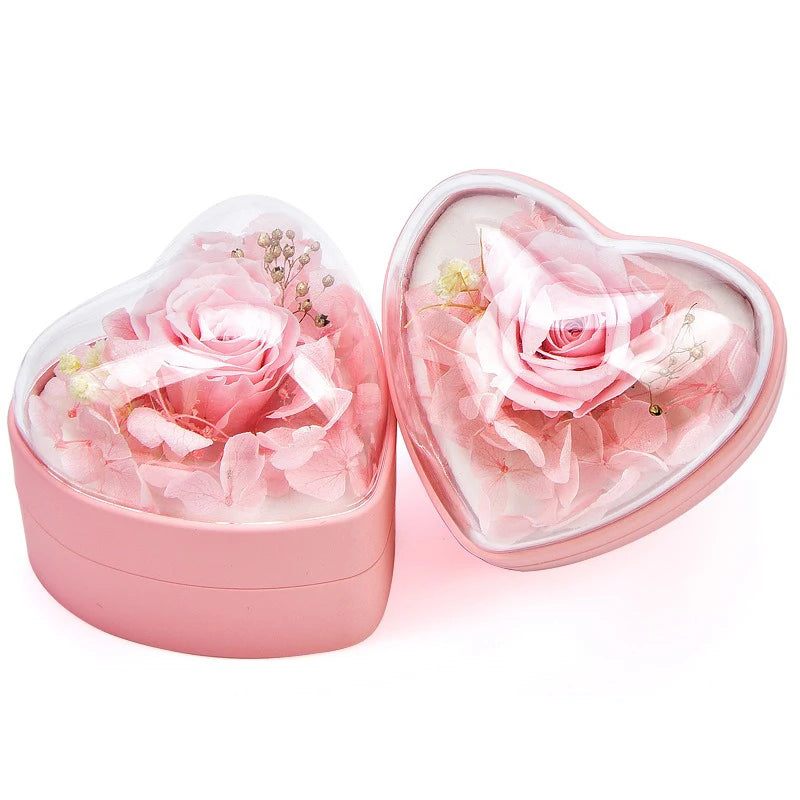1 Pcs 7.1x6.2x6.5cm Pink/deep Bule Valentine's Day Dried Flower Ring Pendant Box 520 Propose Ring Box Jewelry Storage