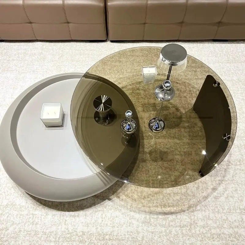 Mobile Wheels Coffee Table Glass Design Minimalist Living Room Coffee Table Cute Round Mobili Per La Casa Home Furnitures