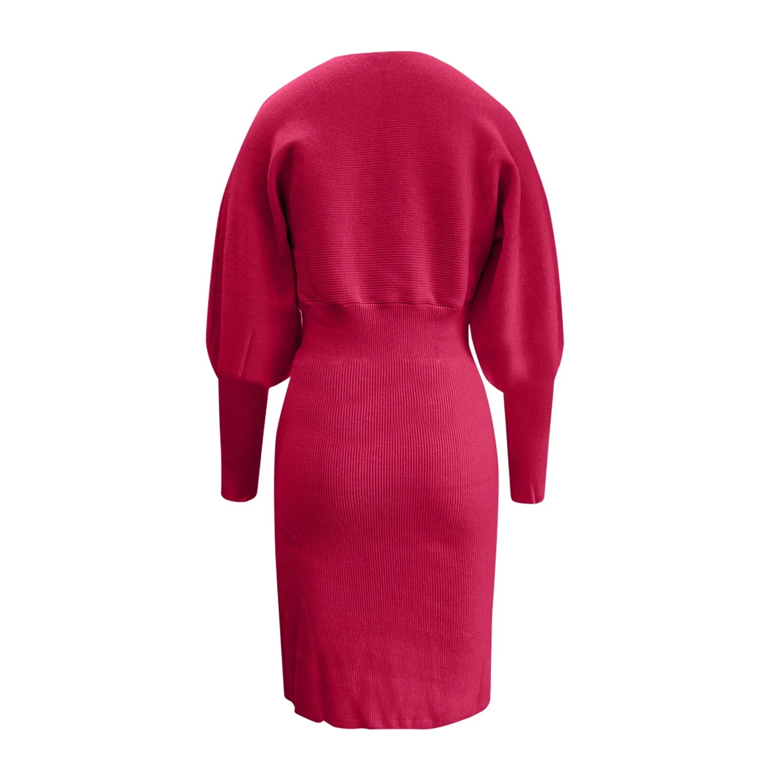 Women Dress Solid Color Knitted Dresses Woolen Round Neck Long Sleeved Waist Cinching Slimming Hip Hugging Midi Dress ropa mujer