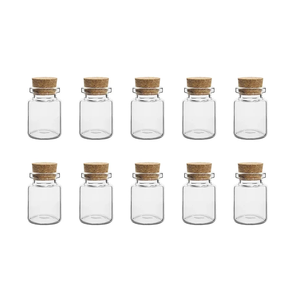 10PCS 5ML-20ML Small Glass Bottles with Cork Stoppers Mini Glass DIY Decoration  Vials Cork Message Glass Vial Wishing Bottles