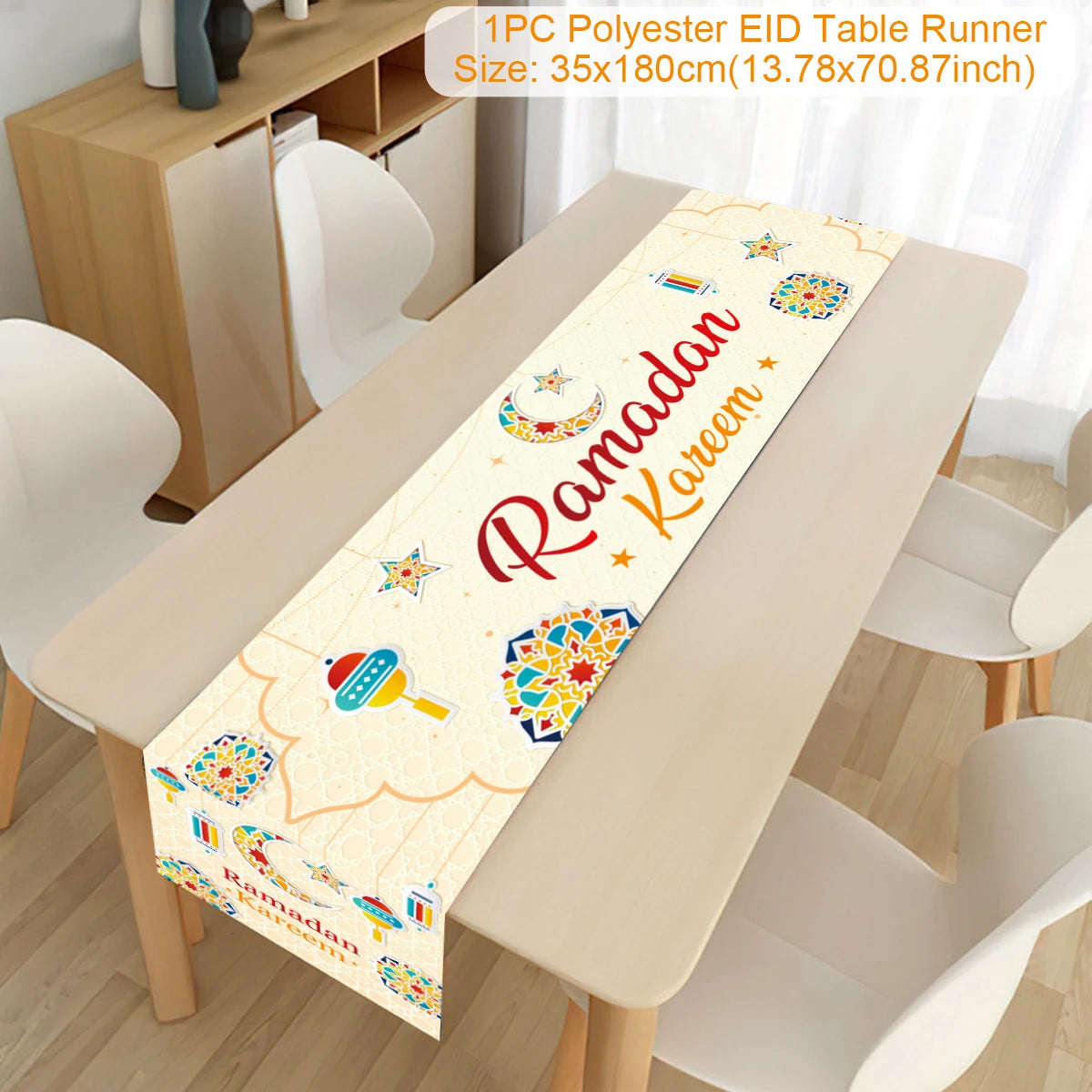 Ramadan Kareem Polyester Table Runner Ramadan Decoration For Home 2025 Islamic Muslim Party Supplies Gift EID Mubarak Al Adha