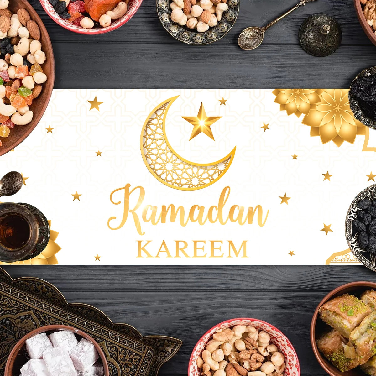 Ramadan Decoration Table Runner EID Mubarak Decor 2025 For Home Tablecloth Ramadan Kareem Islamic Muslim Party Eid Al Adha Gifts