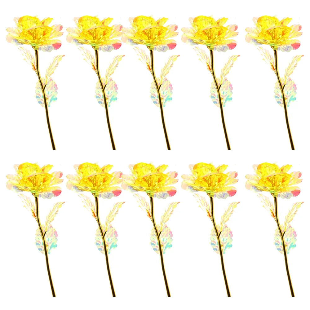 Valentine's Day Creative Gift 24K Foil Plated Rose Gold Rose Lasts Forever Love Wedding Decor Lover Roses Creative Gift 10PCS