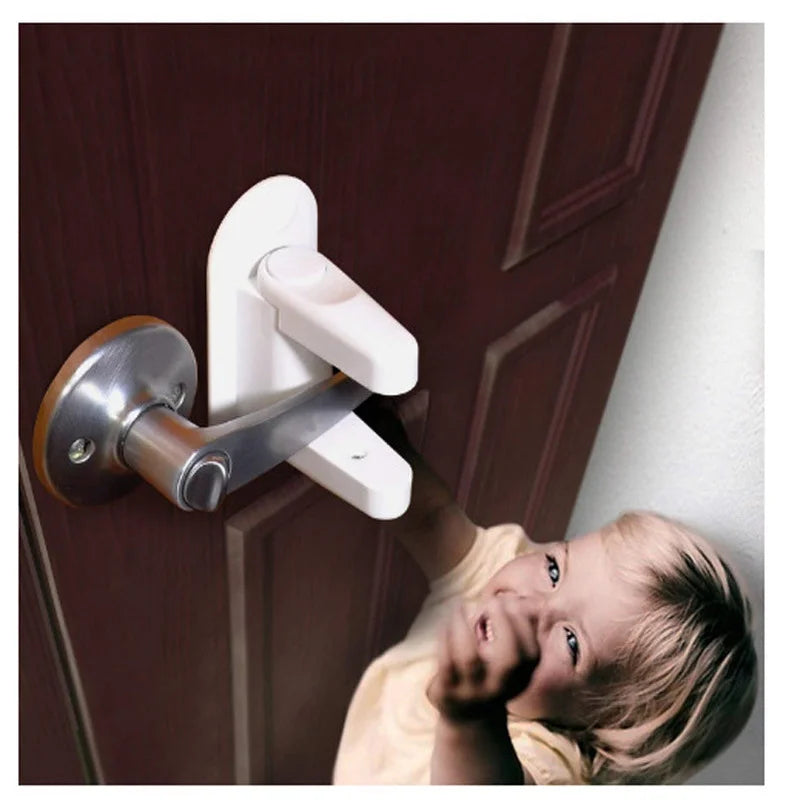 Universal Door Lever Lock Child Baby Safety Lock Rotation Proof Professional Door Adhesive Security Latch Multi-functional (Safety)