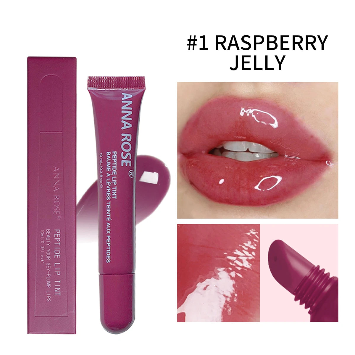 4  color Lip Balm Set - Long-lasting Moisturizing Liquid Gel, Coffee Raspberry Lip Care Essence, Valentine's Day gift