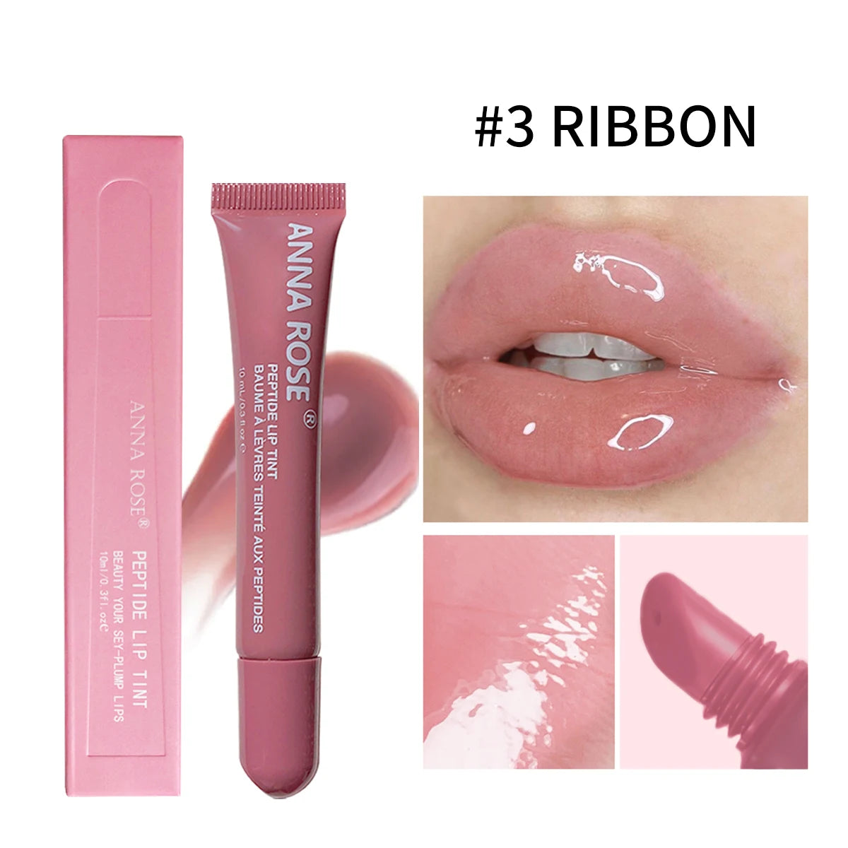 4  color Lip Balm Set - Long-lasting Moisturizing Liquid Gel, Coffee Raspberry Lip Care Essence, Valentine's Day gift