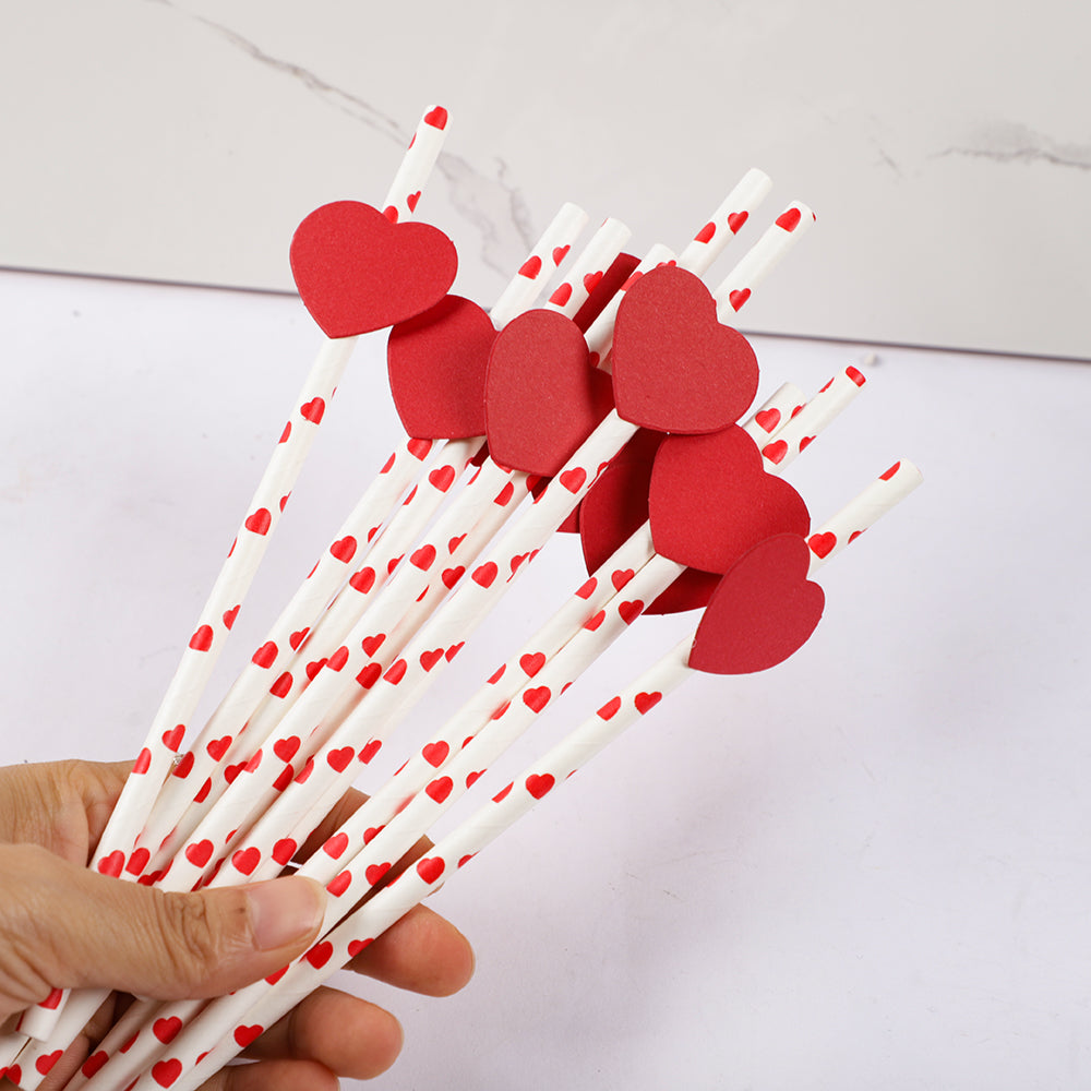 6Pcs Red/White Anniversary Heart Love Spiral Swirl Hanging Garland Balloon Straws for Valentine's Day Wedding Party Decorations