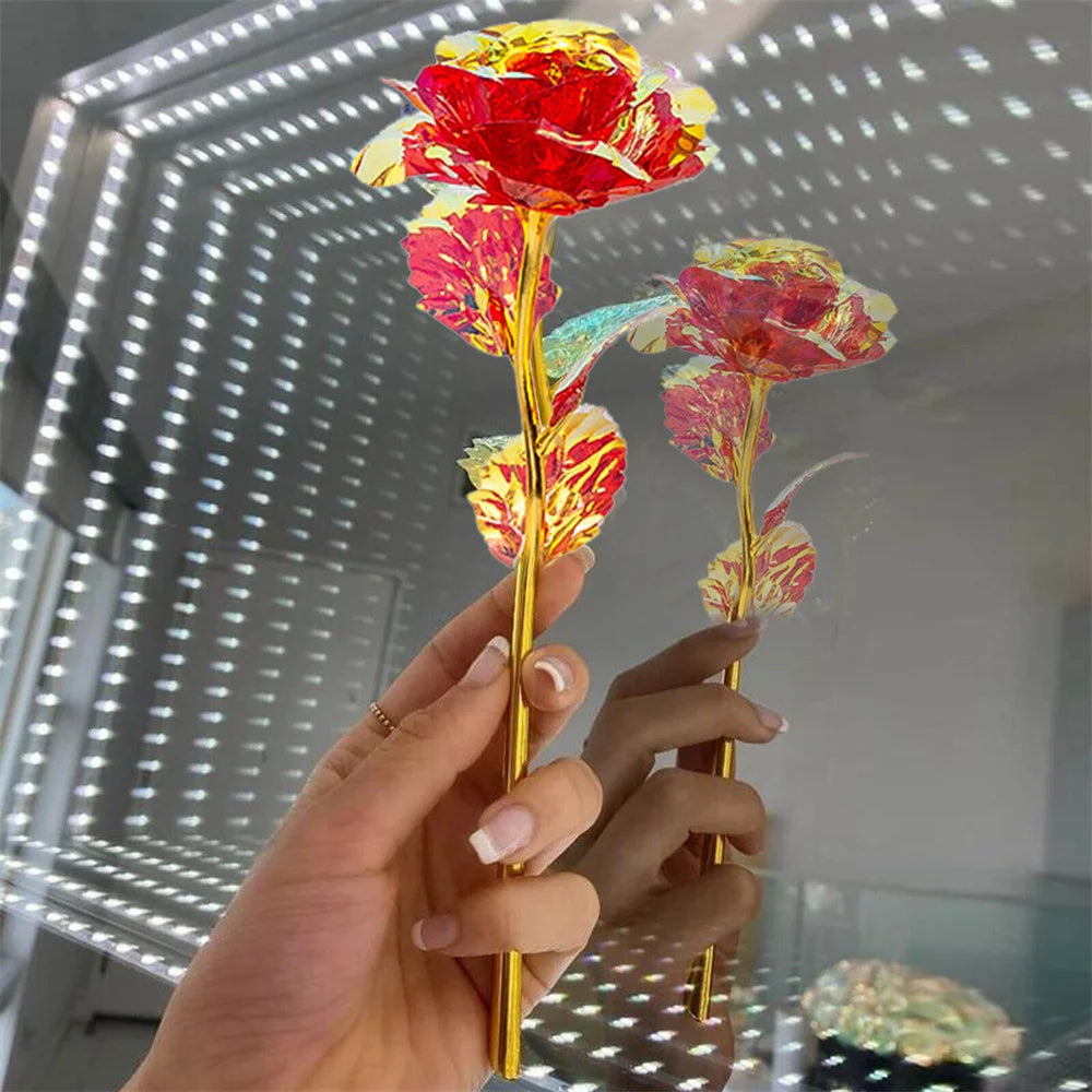 Valentine's Day Creative Gift 24K Foil Plated Rose Gold Rose Lasts Forever Love Wedding Decor Lover Roses Creative Gift 10PCS