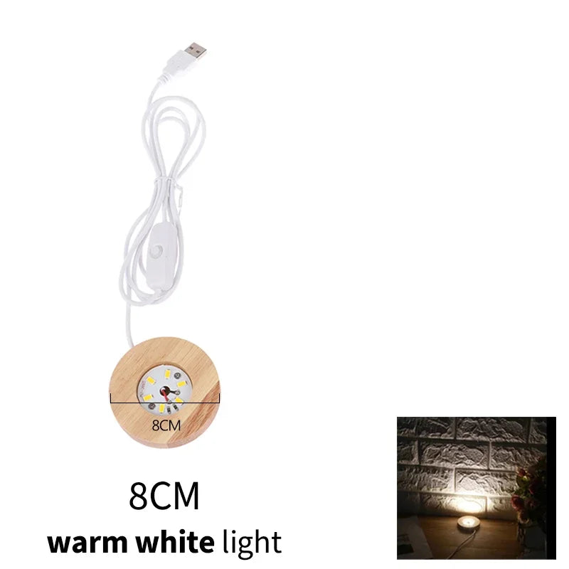 Wood Desktop Decorative Lights Base Night Light Wooden LED USB RGB Display Lamp Display Stand Lamps Holder Art Ornament