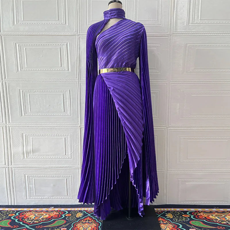 Women's Dresses Temperament Fashion 2025 Autumn New Batwing Sleeve Shawl Split Elegant Party Vestidos Evening Long Dress