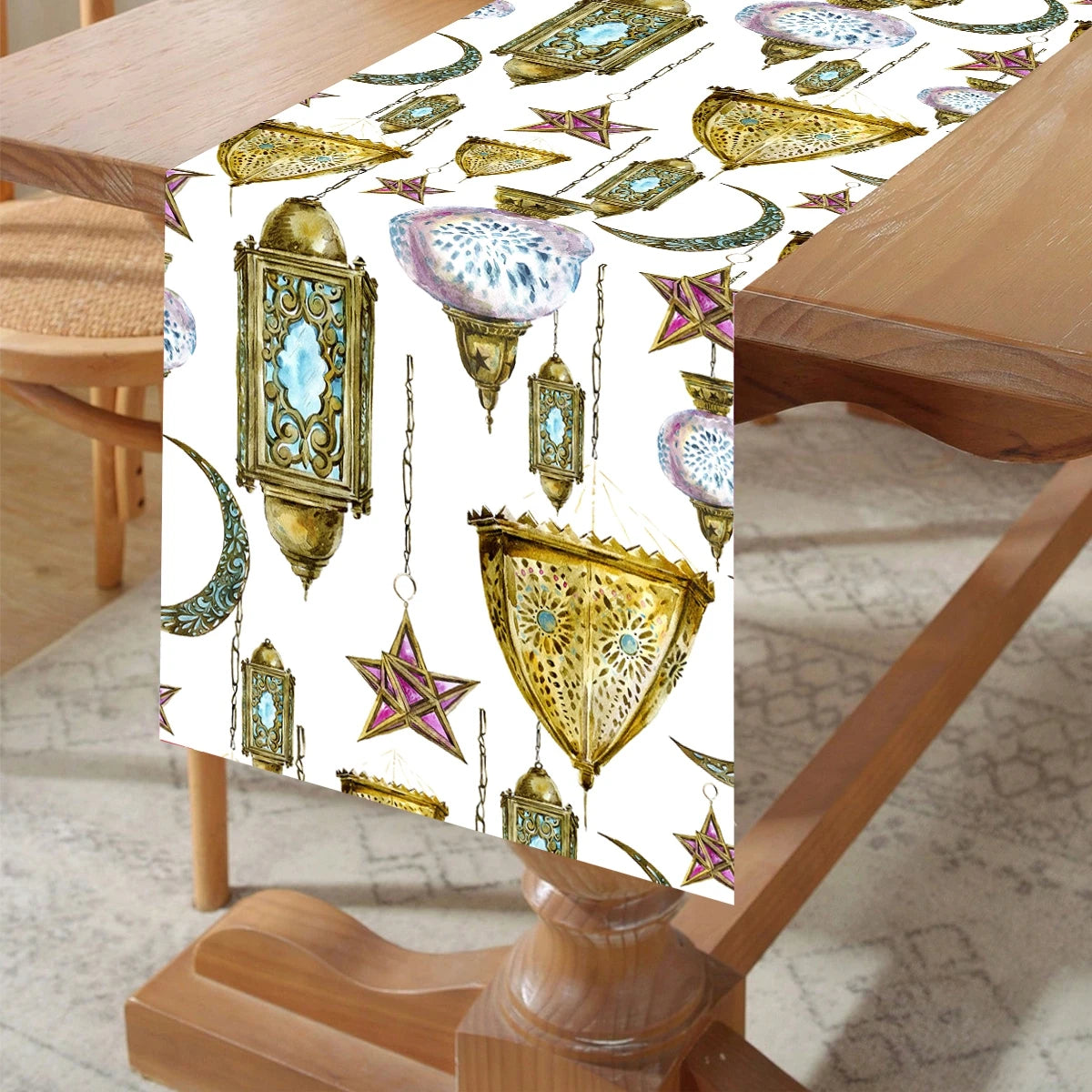 Ramadan Kareem Polyester Table Runner Ramadan Decoration For Home 2025 Islamic Muslim Party Supplies Gift EID Mubarak Al Adha