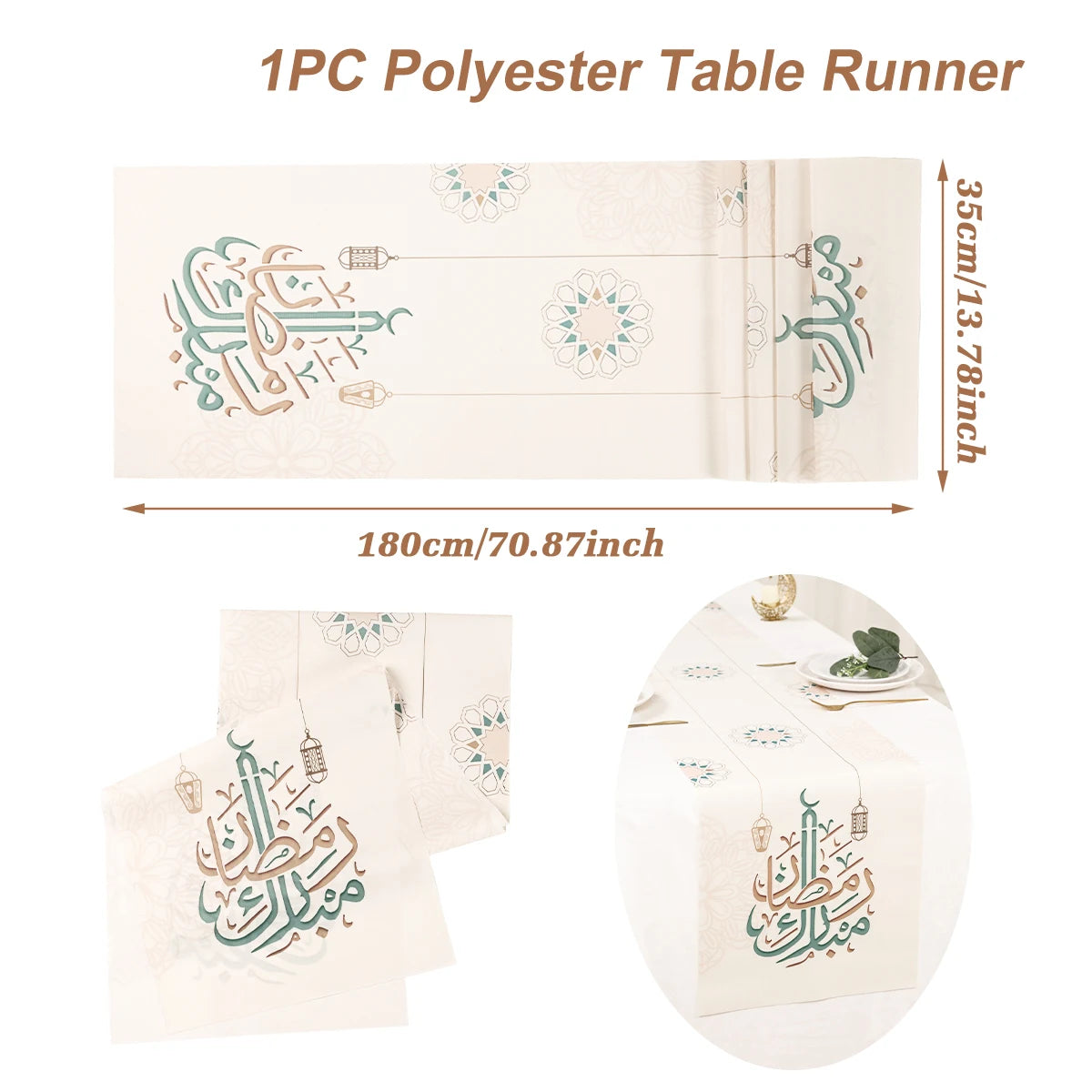 Ramadan Kareem Polyester Table Runner Ramadan Decoration For Home 2025 Islamic Muslim Party Supplies Gift EID Mubarak Al Adha
