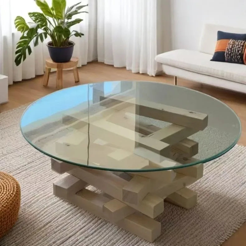 Modern Minimalist Coffee Table Round Glass Glam Neutral Coffee Table Eclectic Rustic Table Basse Ronde De Salon Furniture Home