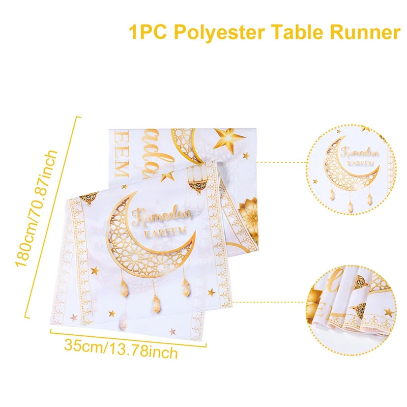 Ramadan Decoration Table Runner EID Mubarak Decor 2025 For Home Tablecloth Ramadan Kareem Islamic Muslim Party Eid Al Adha Gifts