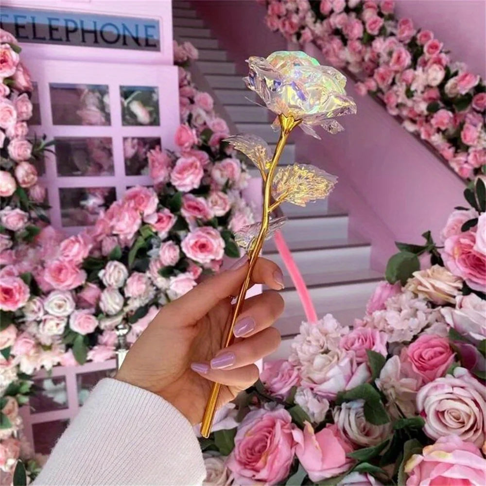 Valentine's Day Creative Gift 24K Foil Plated Rose Gold Rose Lasts Forever Love Wedding Decor Lover Roses Creative Gift 10PCS