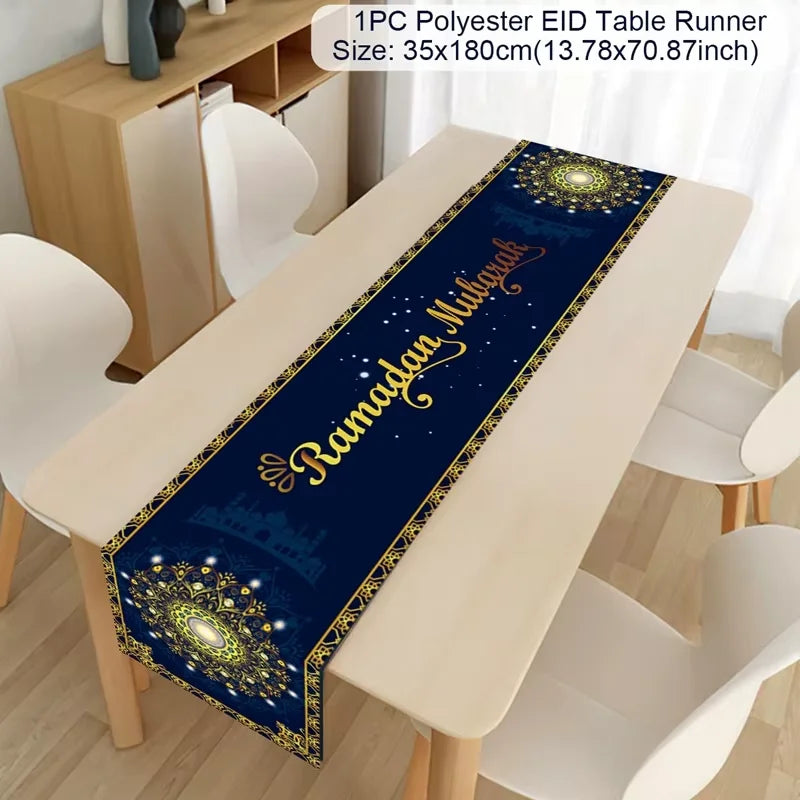 Ramadan Decoration Table Runner EID Mubarak Decor 2025 For Home Tablecloth Ramadan Kareem Islamic Muslim Party Eid Al Adha Gifts
