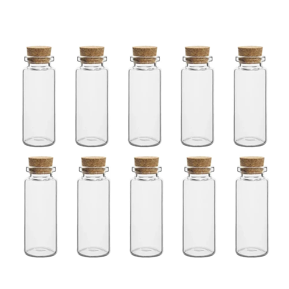 10PCS 5ML-20ML Small Glass Bottles with Cork Stoppers Mini Glass DIY Decoration  Vials Cork Message Glass Vial Wishing Bottles