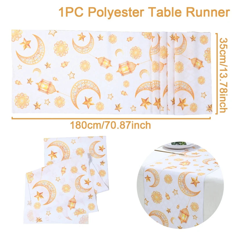 Ramadan Decoration Table Runner EID Mubarak Decor 2025 For Home Tablecloth Ramadan Kareem Islamic Muslim Party Eid Al Adha Gifts