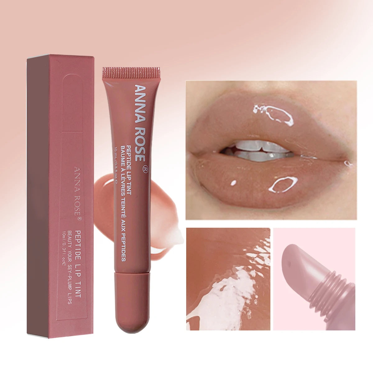 4  color Lip Balm Set - Long-lasting Moisturizing Liquid Gel, Coffee Raspberry Lip Care Essence, Valentine's Day gift