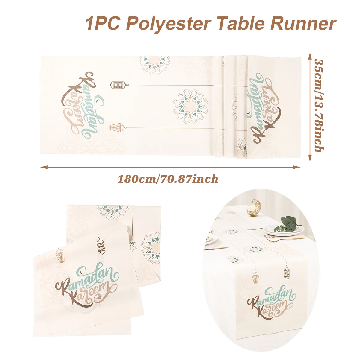 Ramadan Kareem Polyester Table Runner Ramadan Decoration For Home 2025 Islamic Muslim Party Supplies Gift EID Mubarak Al Adha