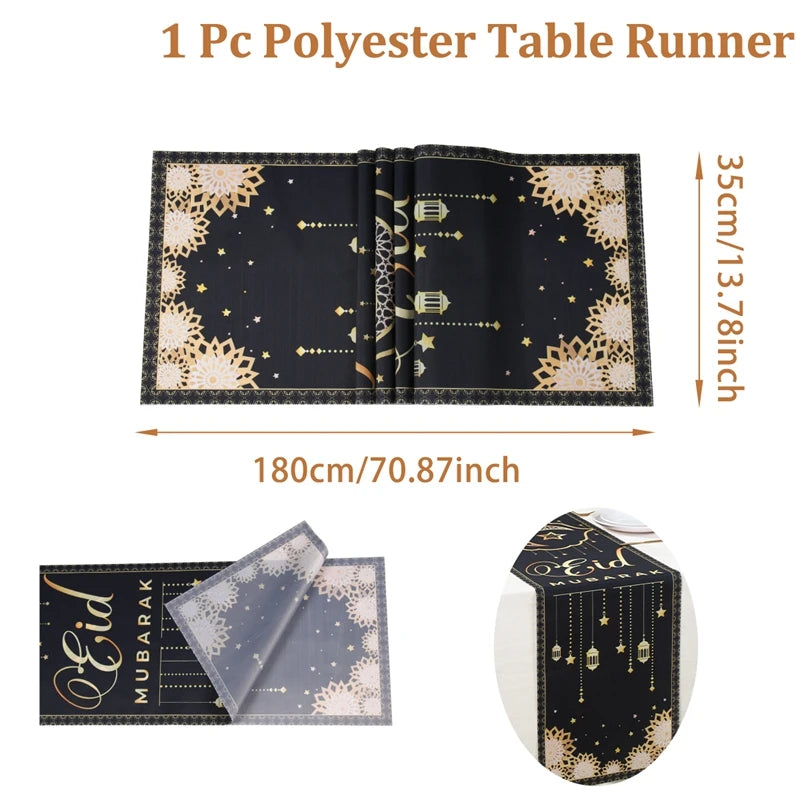 Ramadan Decoration Table Runner EID Mubarak Decor 2025 For Home Tablecloth Ramadan Kareem Islamic Muslim Party Eid Al Adha Gifts