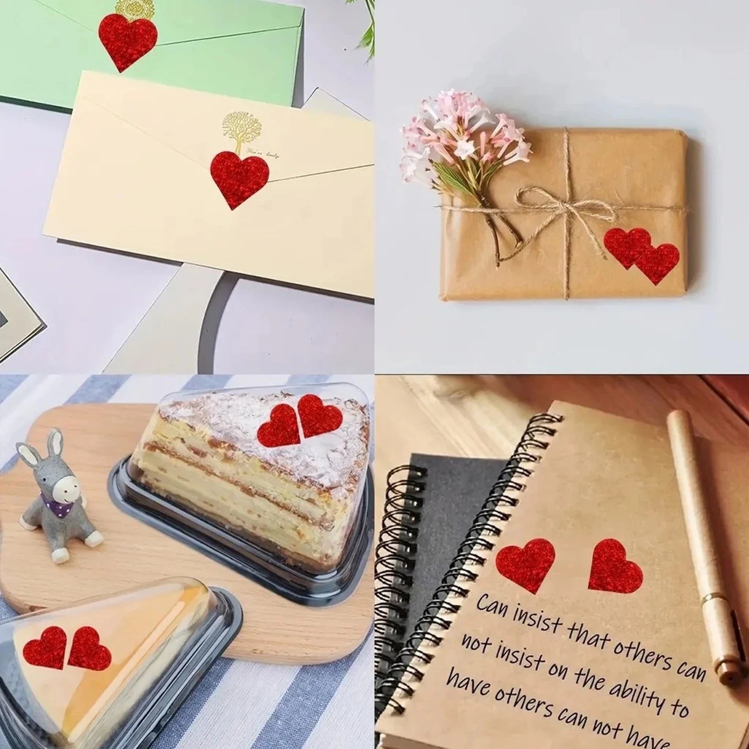 Red Heart Shape Sticker Valentine's Day Paper Packaging Labels Candy Bag Gift Box Packing Bag  Birthday Party Wedding Supplies