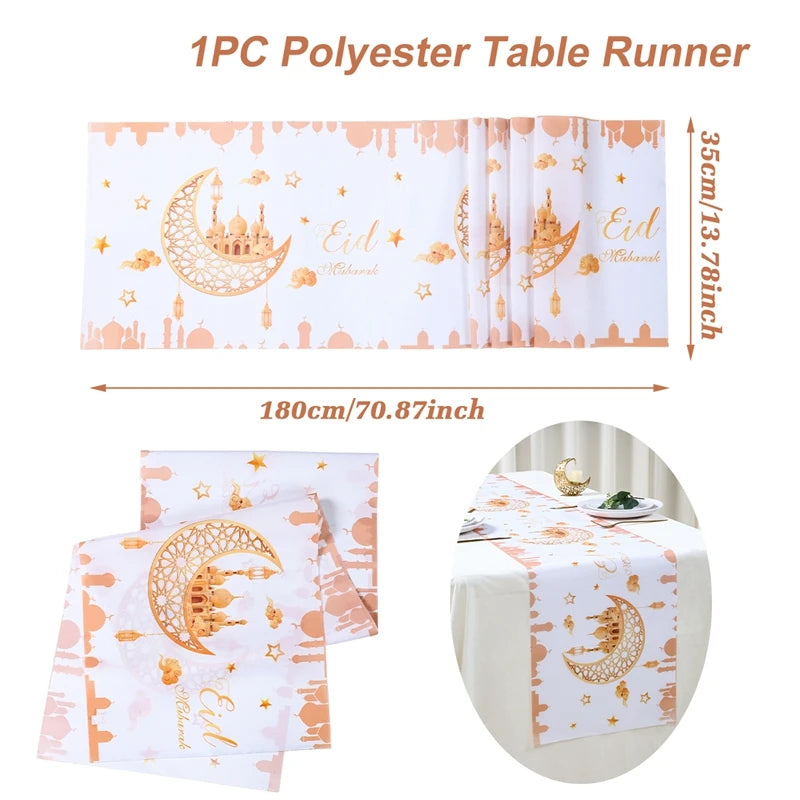 Ramadan Decoration Table Runner EID Mubarak Decor 2025 For Home Tablecloth Ramadan Kareem Islamic Muslim Party Eid Al Adha Gifts