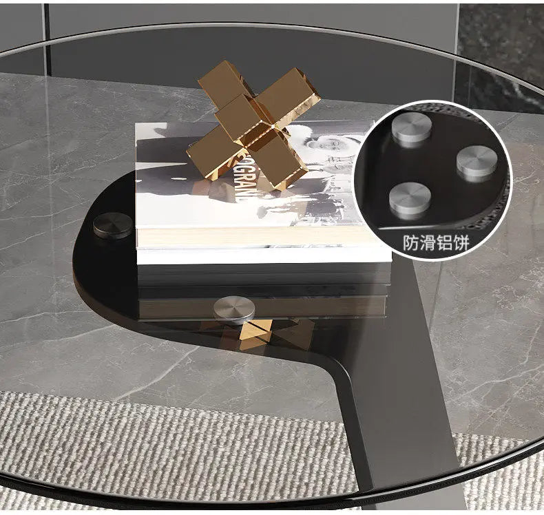 Tempered Glass Sofa Coffee Table Round Modern Living Room Mobile Sofa Side Table Luxury Lounge Designer Auxiliary Furniture