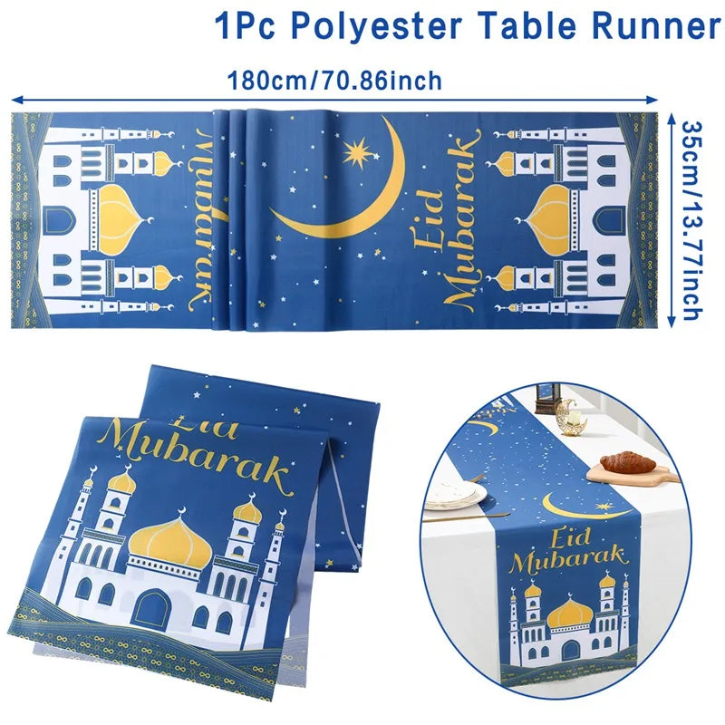 Ramadan Decoration Table Runner EID Mubarak Decor 2025 For Home Tablecloth Ramadan Kareem Islamic Muslim Party Eid Al Adha Gifts