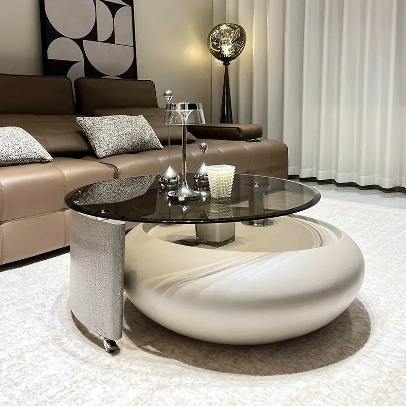 Mobile Wheels Coffee Table Glass Design Minimalist Living Room Coffee Table Cute Round Mobili Per La Casa Home Furnitures