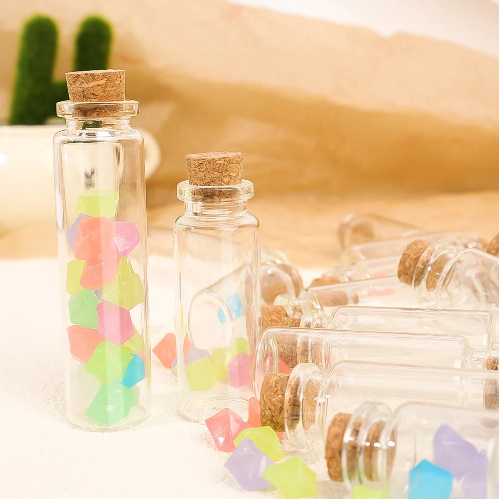 10PCS 5ML-20ML Small Glass Bottles with Cork Stoppers Mini Glass DIY Decoration  Vials Cork Message Glass Vial Wishing Bottles
