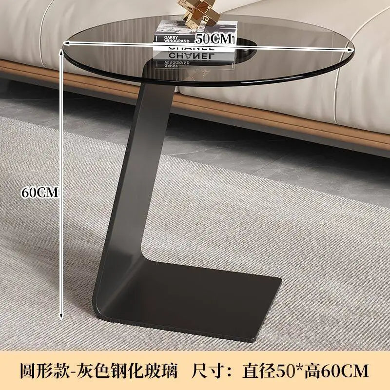 Tempered Glass Sofa Coffee Table Round Modern Living Room Mobile Sofa Side Table Luxury Lounge Designer Auxiliary Furniture