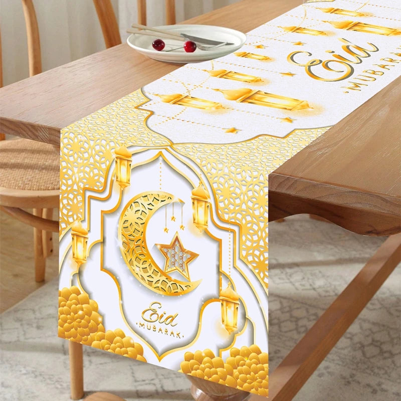 Ramadan Decoration Table Runner EID Mubarak Decor 2025 For Home Tablecloth Ramadan Kareem Islamic Muslim Party Eid Al Adha Gifts