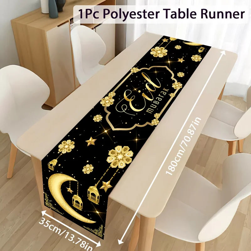 Ramadan Decoration Table Runner EID Mubarak Decor 2025 For Home Tablecloth Ramadan Kareem Islamic Muslim Party Eid Al Adha Gifts
