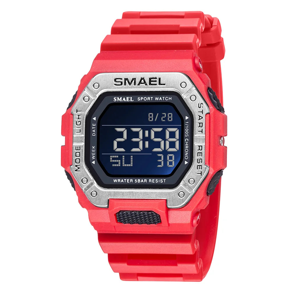 SAMEL Classic Digital Watch Men Fashion Rectangle Waterproof 50M Japan Movement Chronograph Men's Watches Alarm Clock 8059