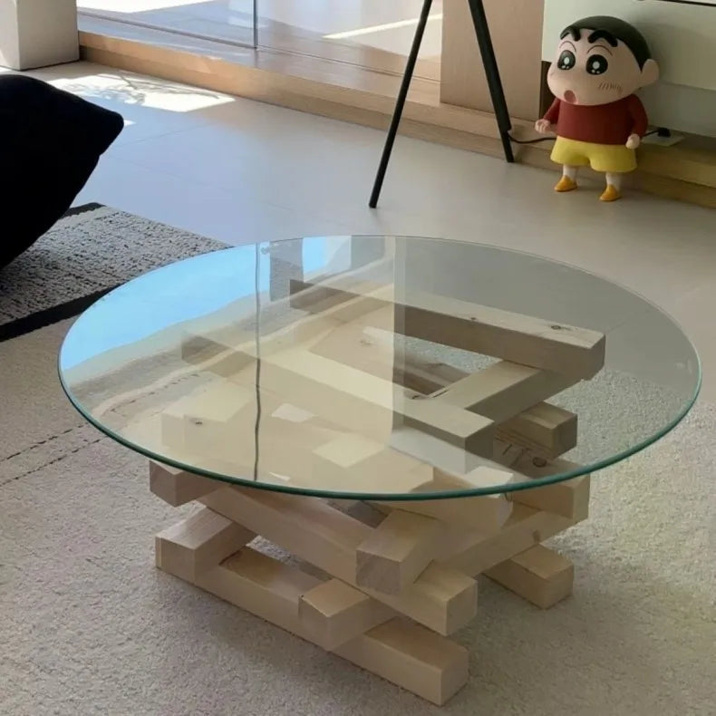 Modern Minimalist Coffee Table Round Glass Glam Neutral Coffee Table Eclectic Rustic Table Basse Ronde De Salon Furniture Home