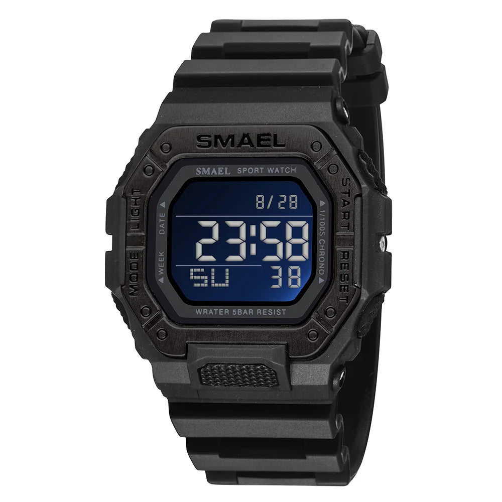 SAMEL Classic Digital Watch Men Fashion Rectangle Waterproof 50M Japan Movement Chronograph Men's Watches Alarm Clock 8059
