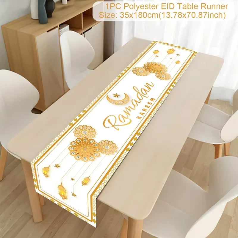 Ramadan Decoration Table Runner EID Mubarak Decor 2025 For Home Tablecloth Ramadan Kareem Islamic Muslim Party Eid Al Adha Gifts